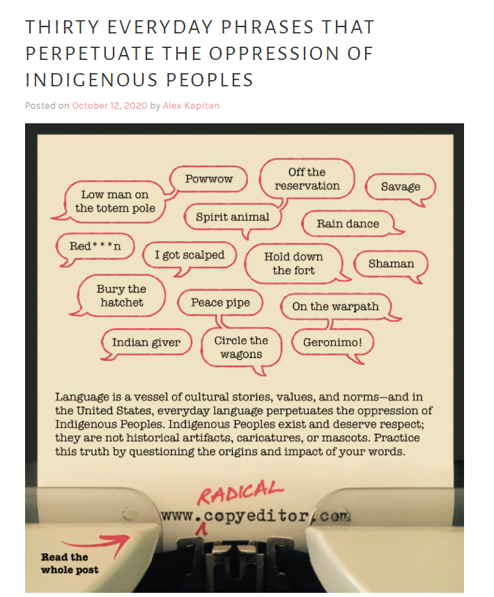 Thirty everyday phrases that perpetuate the oppression of indigenous peoples